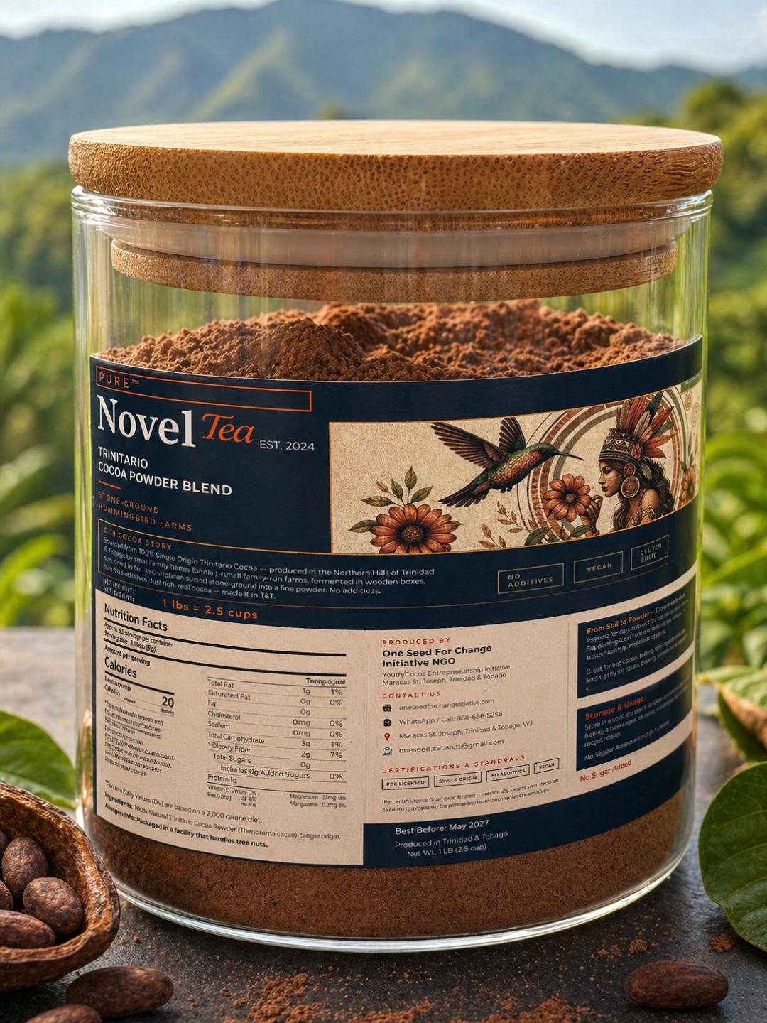 Stone-ground single-origin Trinitario cocoa powder made in Trinidad and Tobago