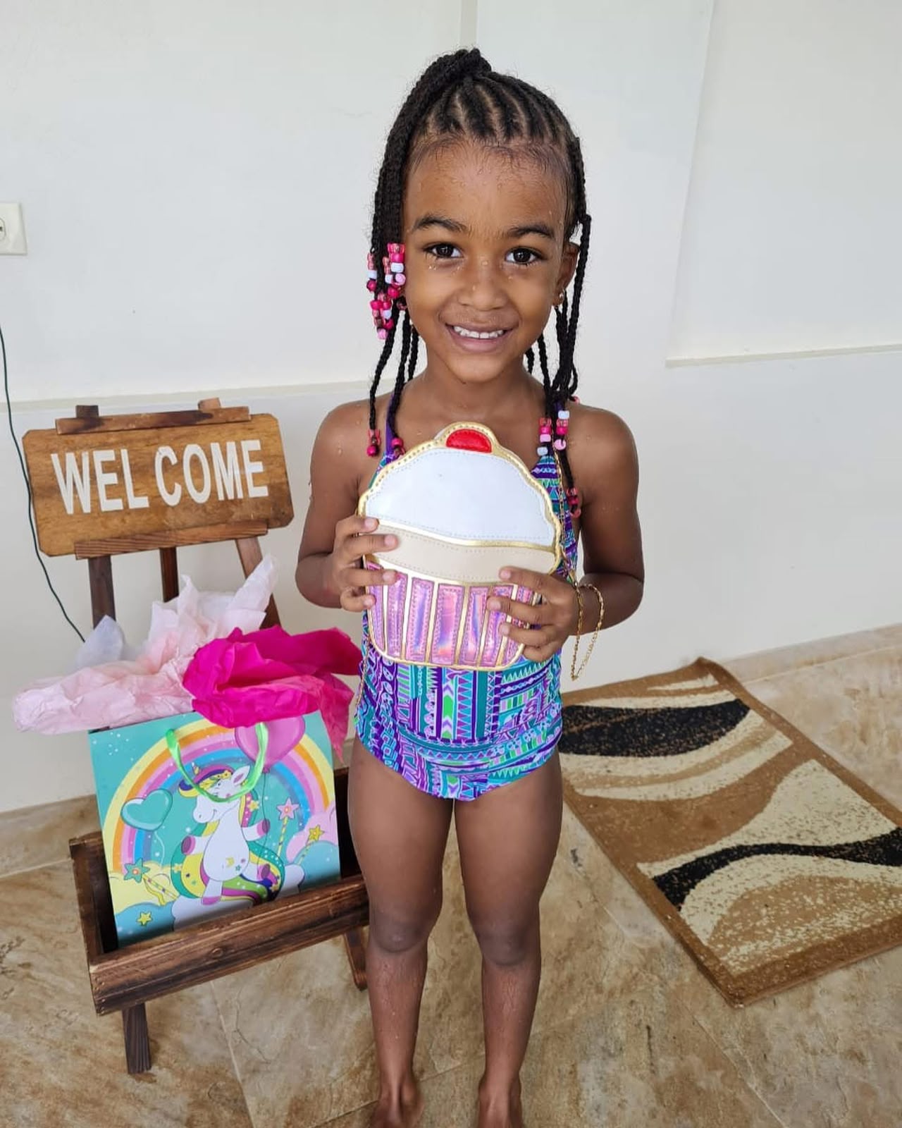 Children's party welcome setup at the family accommodation in South Trinidad