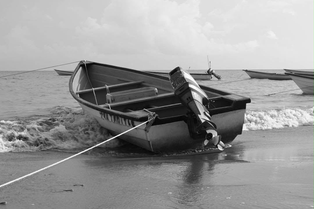 A fisherman's pirogue pulled onto the Moruga shore