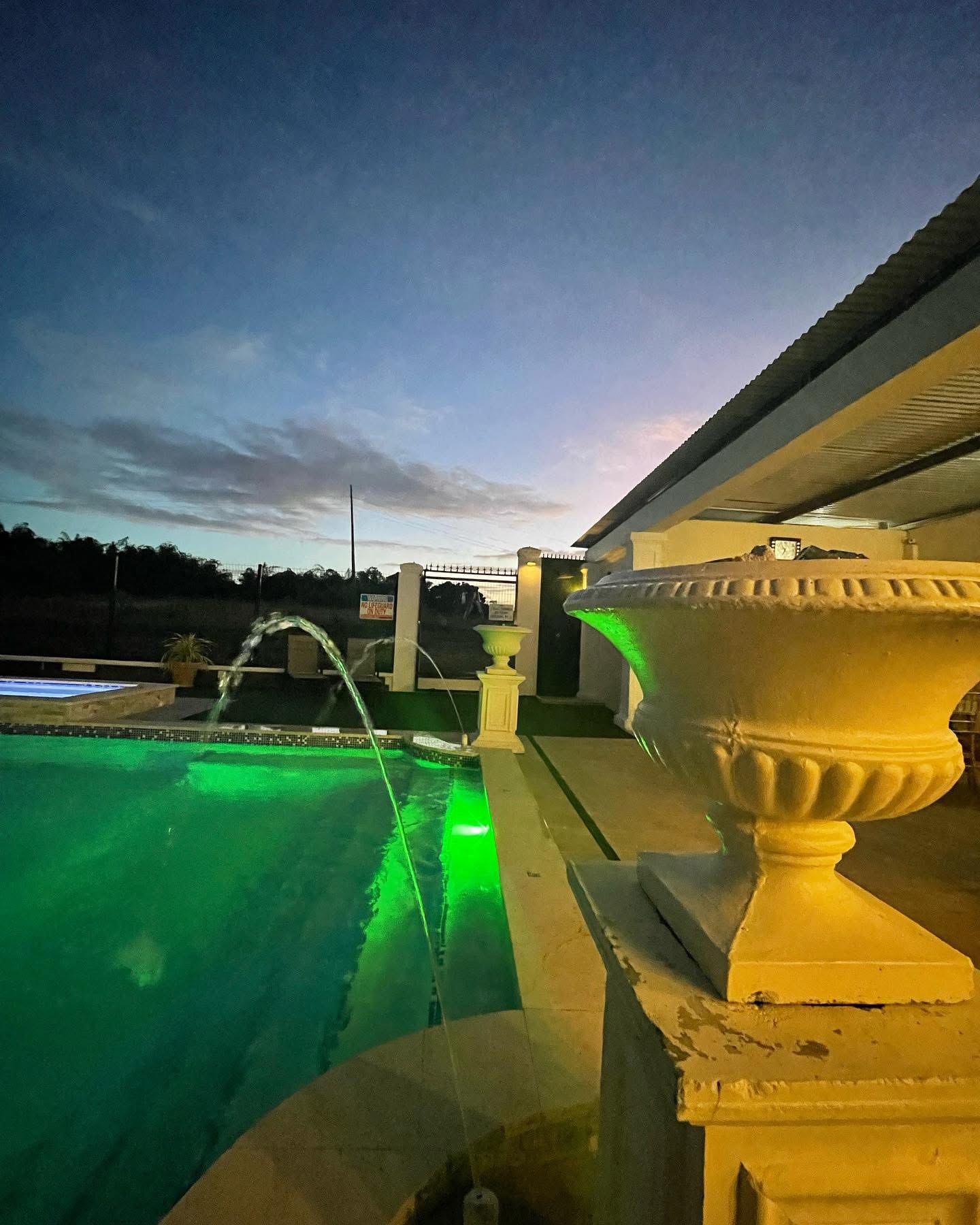 Water features at sunset