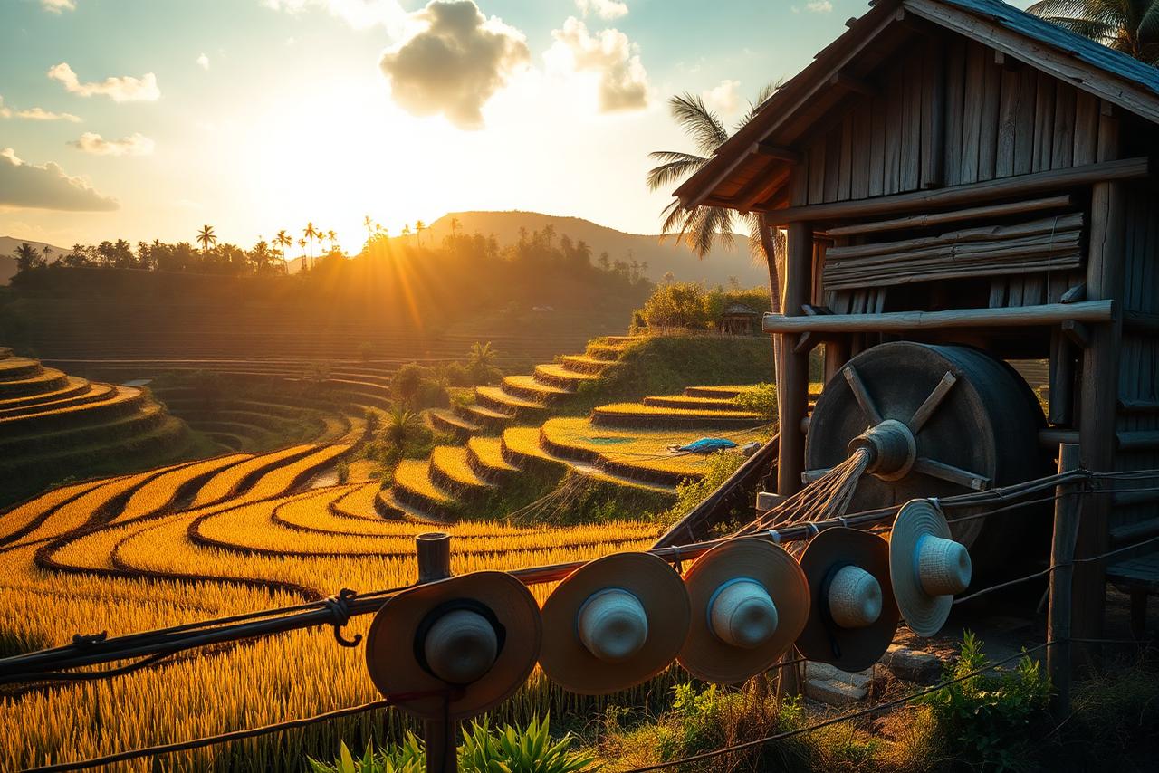 Seasonal hill rice harvest in the historic Company Villages of South Trinidad